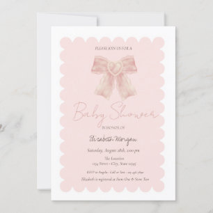 Eenvoudige Waterverf Roze Strik Baby Shower Kaart