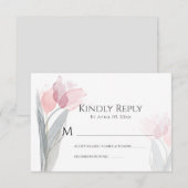Eenvoudige Waterverf-roze tulpen RSVP Kaartje (Voorkant / Achterkant)