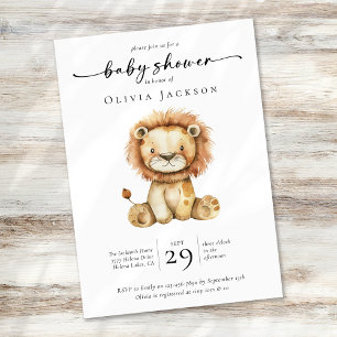 Eenvoudige Waterverf Safari Lion Baby shower Kaart