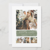 Eenvoudige waterverf saliegroene vakantiecollage feestdagenkaart (Voorkant)