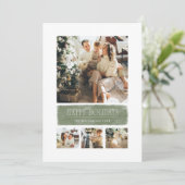 Eenvoudige waterverf saliegroene vakantiecollage feestdagenkaart (Staand voorkant)