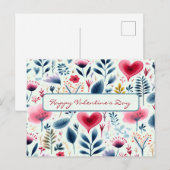 EENVOUDIGE WATERVERF SCANDINAVISCHE BLOEMEN EN HAR FEESTDAGENKAART (Voorkant / Achterkant)