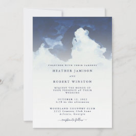 Eenvoudige Waterverf Sky Clouds Wedding Kaart