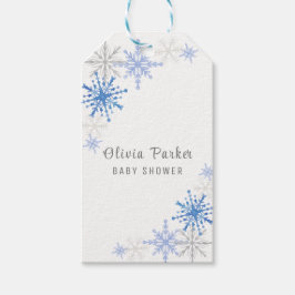 Eenvoudige Waterverf Sneeuwvlokken Winter Baby sho Cadeaulabel