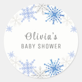 Eenvoudige Waterverf Sneeuwvlokken Winter Baby sho Ronde Sticker