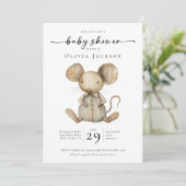 Eenvoudige Waterverf Speelgoed Mouse Baby shower Kaart (Staand voorkant)