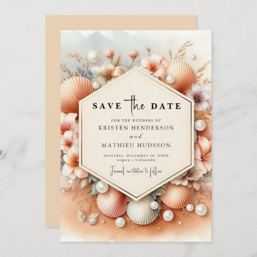 Eenvoudige Waterverf strand bruiloft Save The Date (Voorkant / Achterkant)