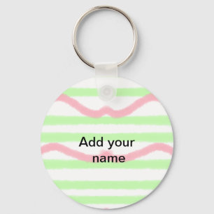 Eenvoudige waterverf strepen monogram voeg naam te sleutelhanger