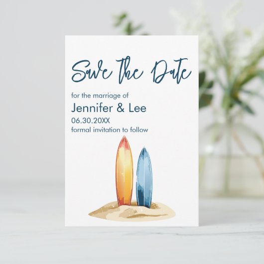 Eenvoudige Waterverf Surfboard Sla de datum Kaart (Staand voorkant)