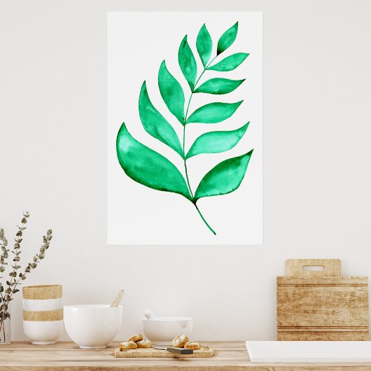 Eenvoudige waterverf tak - groen poster (Keuken)