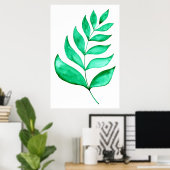 Eenvoudige waterverf tak - groen poster (Thuiskantoor)