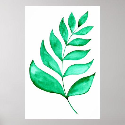 Eenvoudige waterverf tak - groen poster (Voorkant)