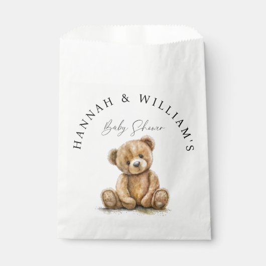Eenvoudige Waterverf Teddy Bear Baby shower Bedankzakje (Voorkant)