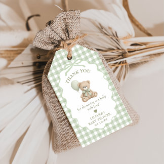 Eenvoudige Waterverf Teddybeer Baby Shower Cadeaulabel