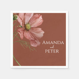 Eenvoudige Waterverf Terracotta Bloemenbruiloft Servet