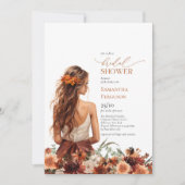 Eenvoudige waterverf terracotta bloemetjes bruidsj kaart (Voorkant)