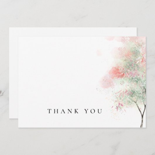 Eenvoudige Waterverf Trees begrafenis Dank u Bedankkaart (Voorkant / Achterkant)