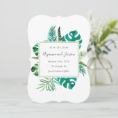 Eenvoudige Waterverf Tropische bladeren Bruiloft Save The Date (Staand voorkant)