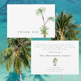 Eenvoudige Waterverf Tropische Palm begrafenis Dan Bedankkaart