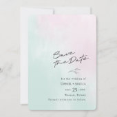Eenvoudige Waterverf Trouwkaart 'Save The Date' Save The Date (Voorkant)