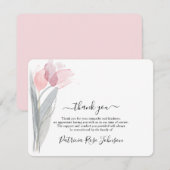 Eenvoudige Waterverf Tulip Funeral Memorial Hartel Bedankkaart (Voorkant / Achterkant)