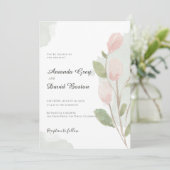Eenvoudige Waterverf Tulp & Bladeren Trouwen Kaart (Staand voorkant)