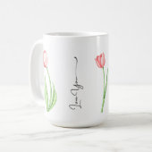 Eenvoudige Waterverf Tulp Bloemen Monogram Koffie  Koffiemok (Voorkant links)