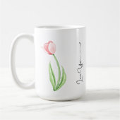 Eenvoudige Waterverf Tulp Bloemen Monogram Koffie  Koffiemok (Links)