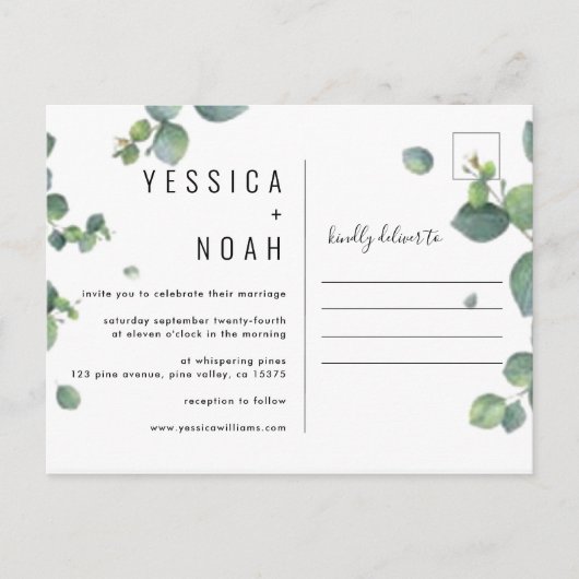 eenvoudige waterverf uitnodiging Eucalyptus Bruilo (Voorkant)