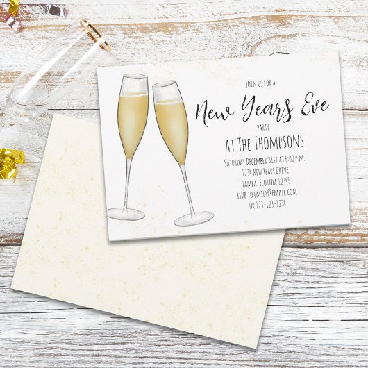 Eenvoudige Waterverf van Champagne in het nieuwe j Kaart