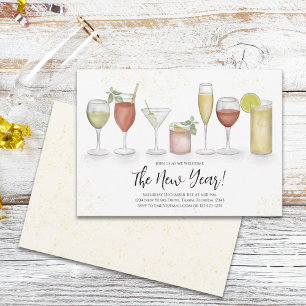 Eenvoudige Waterverf van Drinken voor nieuwe jaren Kaart