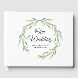 Eenvoudige Waterverf van Eucalyptus Greenery Weddi Gastenboek