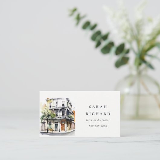 Eenvoudige Waterverf van New Orleans Louisiana Visitekaartje (Staand voorkant)