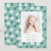 Eenvoudige Waterverf van Turquoise Floral Aankondiging (Voorkant / Achterkant)