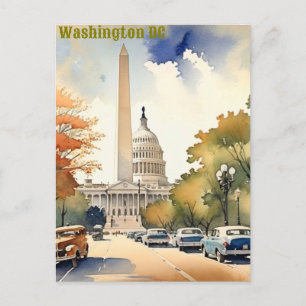Eenvoudige  waterverf van Washington DC Briefkaart