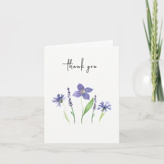 Eenvoudige waterverf van wilde bloem en lavendel bedankkaart (Voorkant)