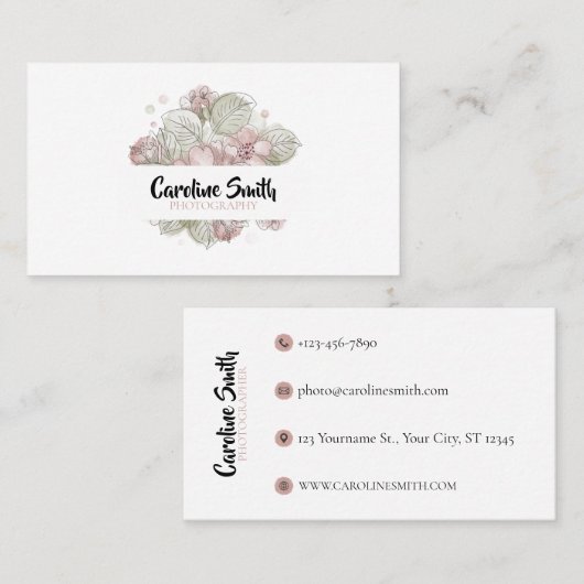 Eenvoudige, Waterverf ventilator, beide zijafgedru Visitekaartje (Voorkant / Achterkant)