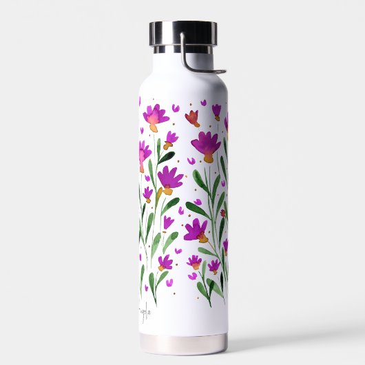 Eenvoudige waterverf vergeet me niet bloemen waterfles (Links)