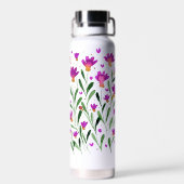 Eenvoudige waterverf vergeet me niet bloemen waterfles (Achterkant)