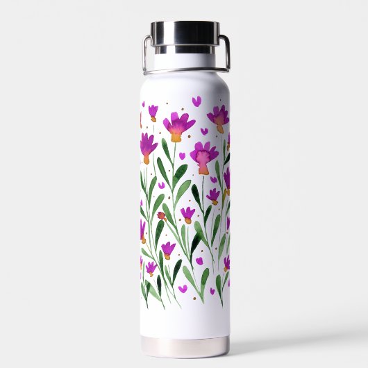 Eenvoudige waterverf vergeet me niet bloemen waterfles (Achterkant)