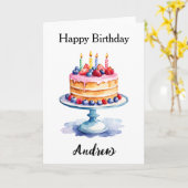 Eenvoudige waterverf verjaardagstaart voor verjaar kaart (Gele Bloem)