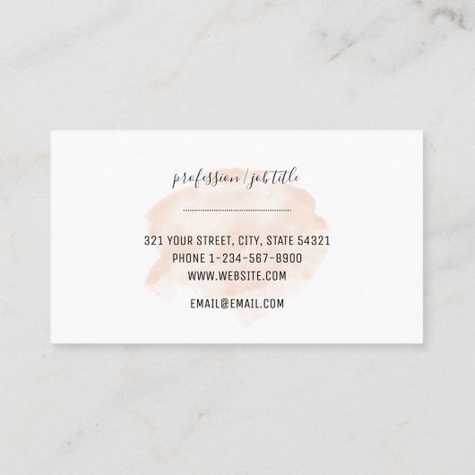 Eenvoudige Waterverf voor elegante doorsnee Visitekaartje (Achterkant)