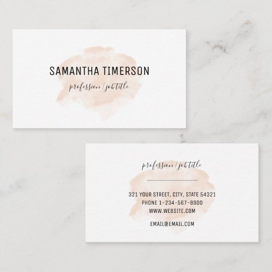 Eenvoudige Waterverf voor elegante doorsnee Visitekaartje (Voorkant / Achterkant)