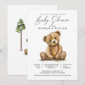 Eenvoudige Waterverf Weinig Beer Baby shower Kaart (Voorkant / Achterkant)