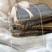 Eenvoudige Waterverf White Bow Elegant Arch Weddin Acryl Uitnodigingen