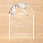 Eenvoudige Waterverf White Bow Elegant Arch Weddin Acryl Uitnodigingen (Voorkant)