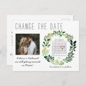 Eenvoudige Waterverf Wijzig de datum Kalender Hart Aankondigingskaart (Voorkant / Achterkant)