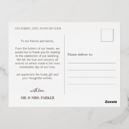 Eenvoudige Waterverf Wildbloemen Bruiloft Dank u Folie Uitnodiging Briefkaart (Achterkant)