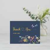 Eenvoudige Waterverf Wildbloemen Bruiloft Dank u Folie Uitnodiging Briefkaart (Staand Voorkant)