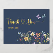 Eenvoudige Waterverf Wildbloemen Bruiloft Dank u Folie Uitnodiging Briefkaart (Voorkant)